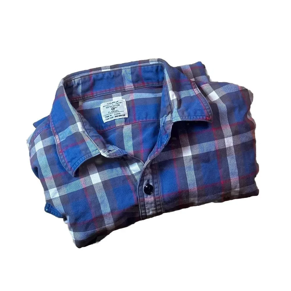 J. Crew Flannel Shirt Mens Medium Button Down‎ Plaid Cotton Outdoor Active